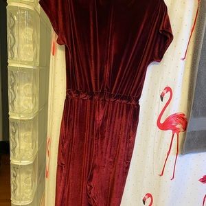 Piper and scoot Bianca burgundy velvet jumpsuit